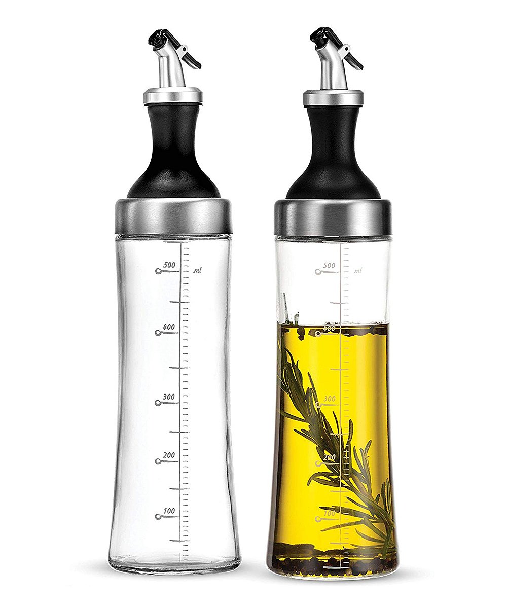 Black Oil & Vinegar Glass Dispenser Set FineDine